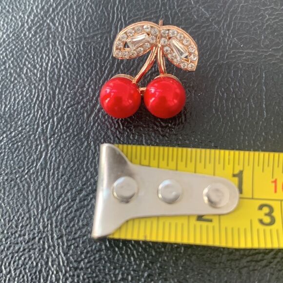 Sweet Red Cherry Earrings Summer Fruit Salad Crystal Cubic Zirconia Drop NEW - Picture 9 of 9